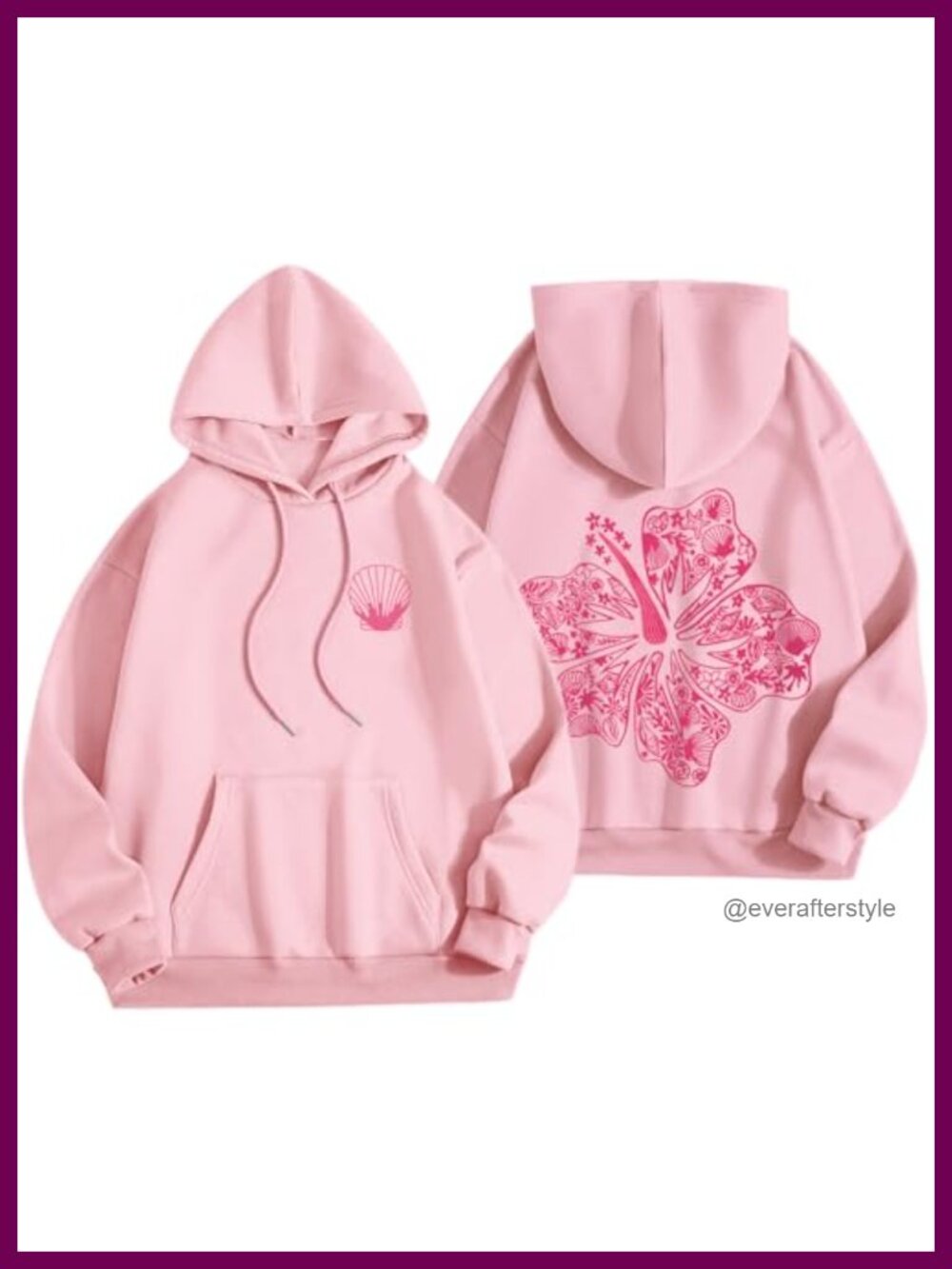 Women's Cotton Blend Hoodie with Puff Flower Graphic Print, Long Sleeve Pullover